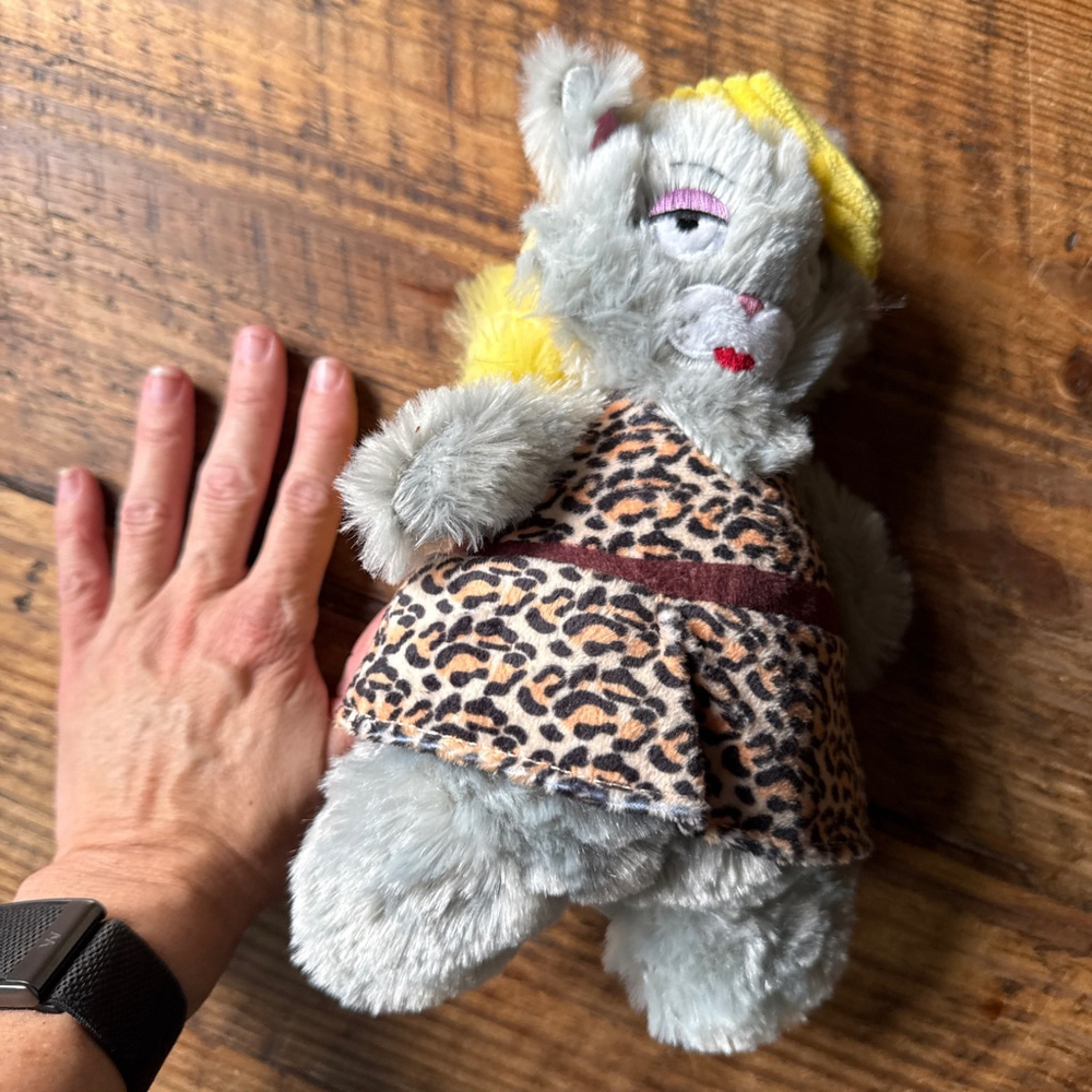 BARK Dog Toy Grey Yellow Leopard Print Cat Character One Size